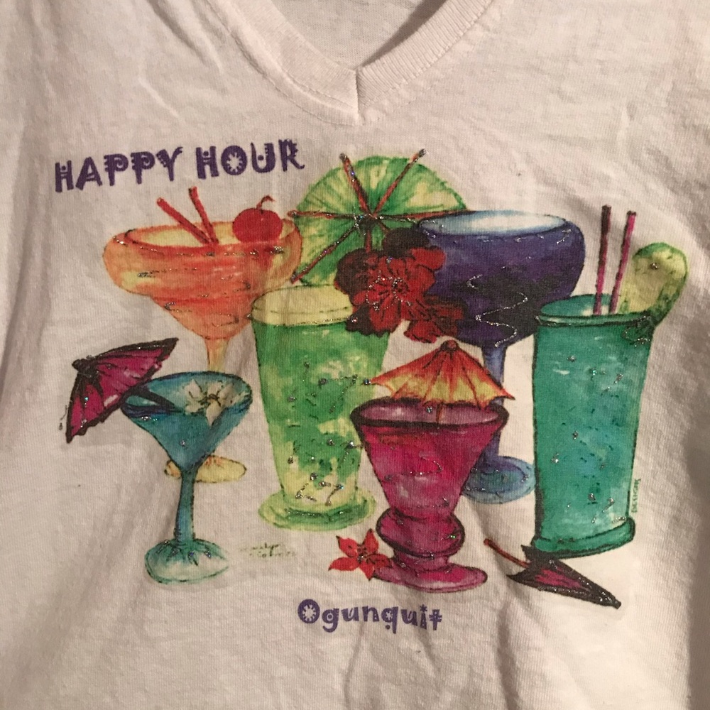 White Ogunguit happy hour crop shirt